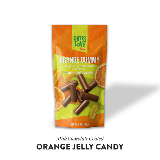 Milchschokolade-ummantelte Orangen-Gummis von Patislove – Dubai Chocolate Genuss aus der Schweiz