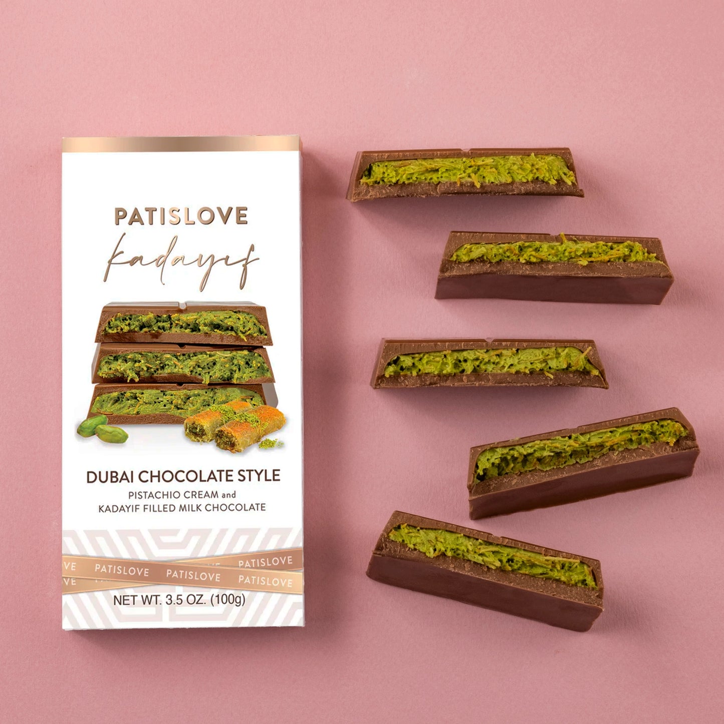 Pistachio & Kadayif Milchschokolade 100g – perfekter Begleiter für Kaffee und Tee