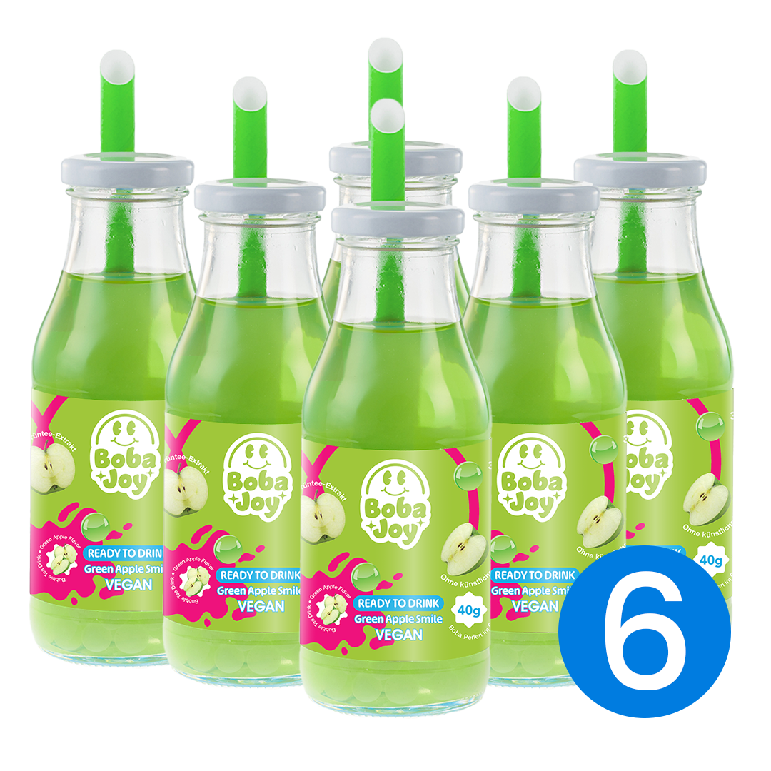 BOBAJOY Green Apple Bubble Tea 6er-Pack – praktisches Ready to Drink Set für zuhause oder unterwegs