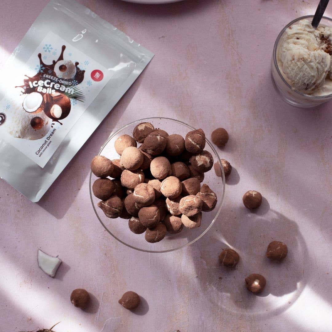 Eiskremkugeln Kokostraum gefriergetrocknet, 45g – laktosefreier Genuss mit natürlichem Kokosaroma