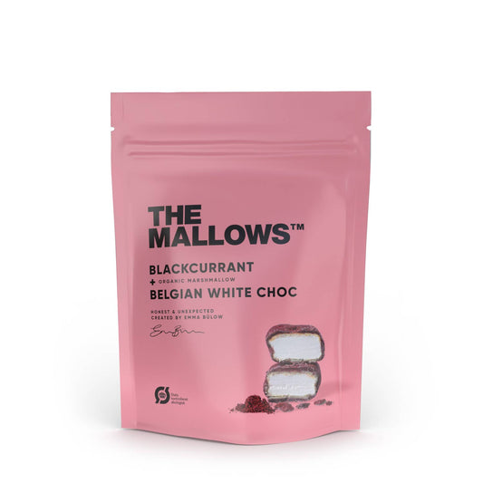 The Mallows Schwarze Johannisbeere & weisse Schokolade – schokoladenüberzogene Marshmallows, Dubai Chocolate Trend