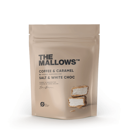 The Mallows Dubai Chocolate – Coffee & Caramel Marshmallows 90g, schokoladenüberzogen
