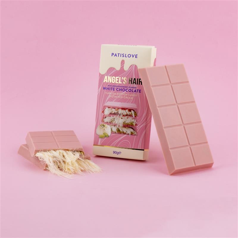Angel's Hair Dubai Chocolate, 90g – türkische Zuckerwatte & Pistazien in weisser Schokolade