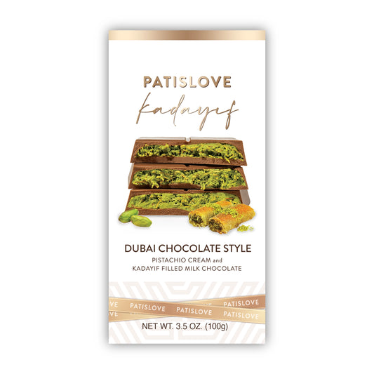 Pistachio & Kadayif Milchschokolade 100g – knusprige Engelshaar-Füllung mit Pistazien