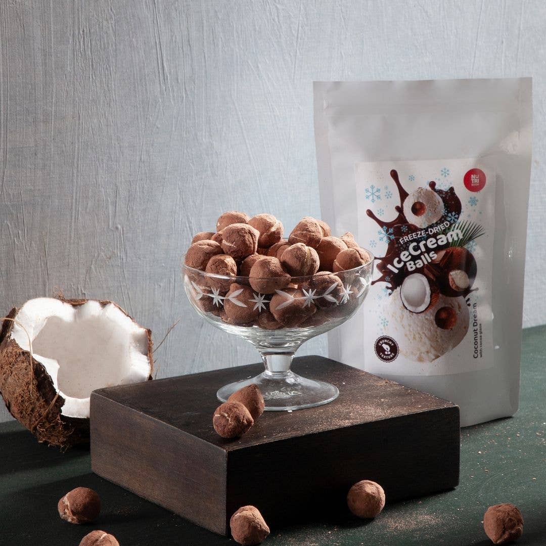 Kokostraum 45g Eiskremkugeln gefriergetrocknet – idealer Snack für Reisen und Outdoor-Abenteuer