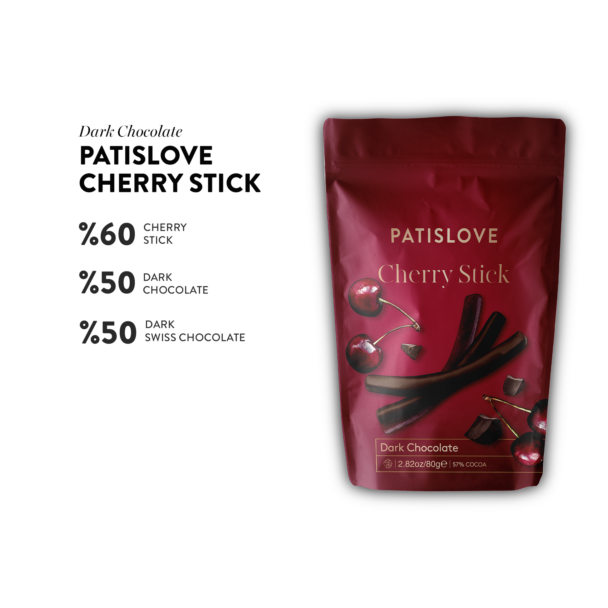 Dubai Chocolate Cherry Stick Vorderseite – 80g Zartbitter-Riegel mit Kirschfüllung, jetzt online bestellen