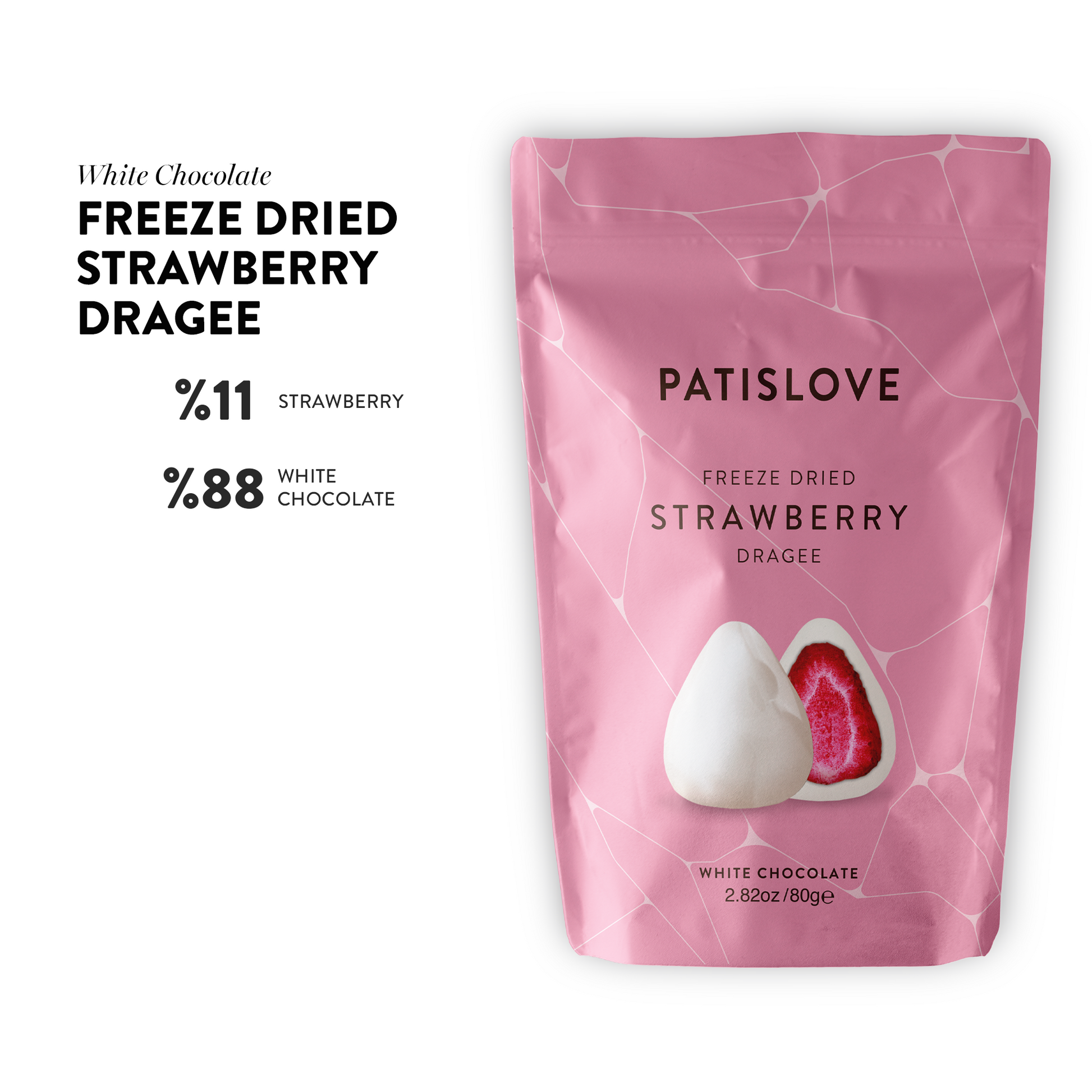 Weisse Schokolade Erdbeer Dragees gefriergetrocknet 80g – Dubai Chocolate Style, intensiver Fruchtgeschmack
