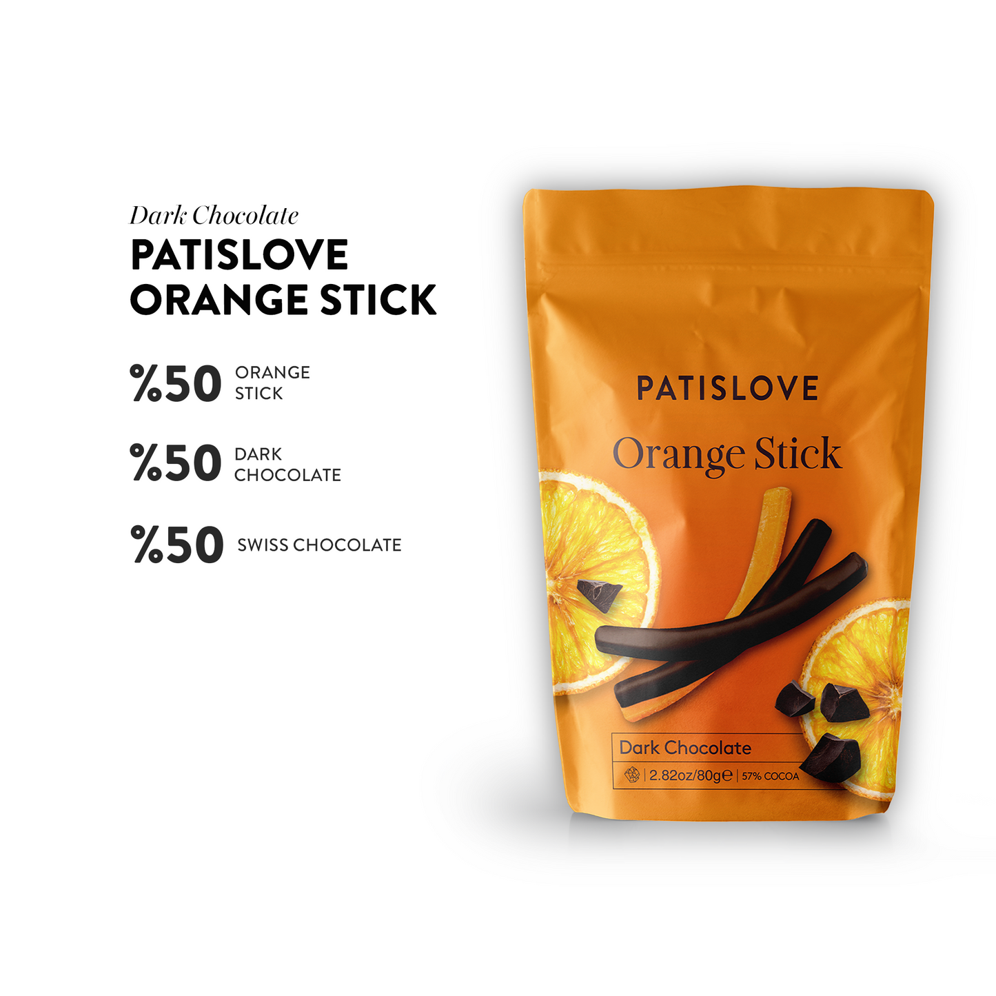 Dubai Chocolate Orange Stick Vorderseite – intensive dunkle Schokolade mit fruchtigem Orangenaroma