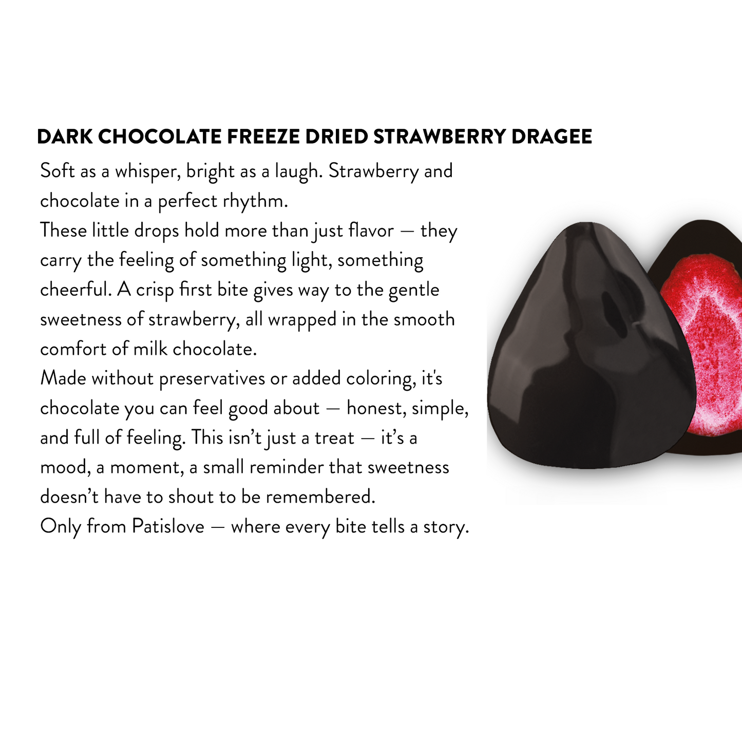 Dubai Chocolate Erdbeer-Dragee Zutaten – natürliche Erdbeere, feine dunkle Schokolade, 80g