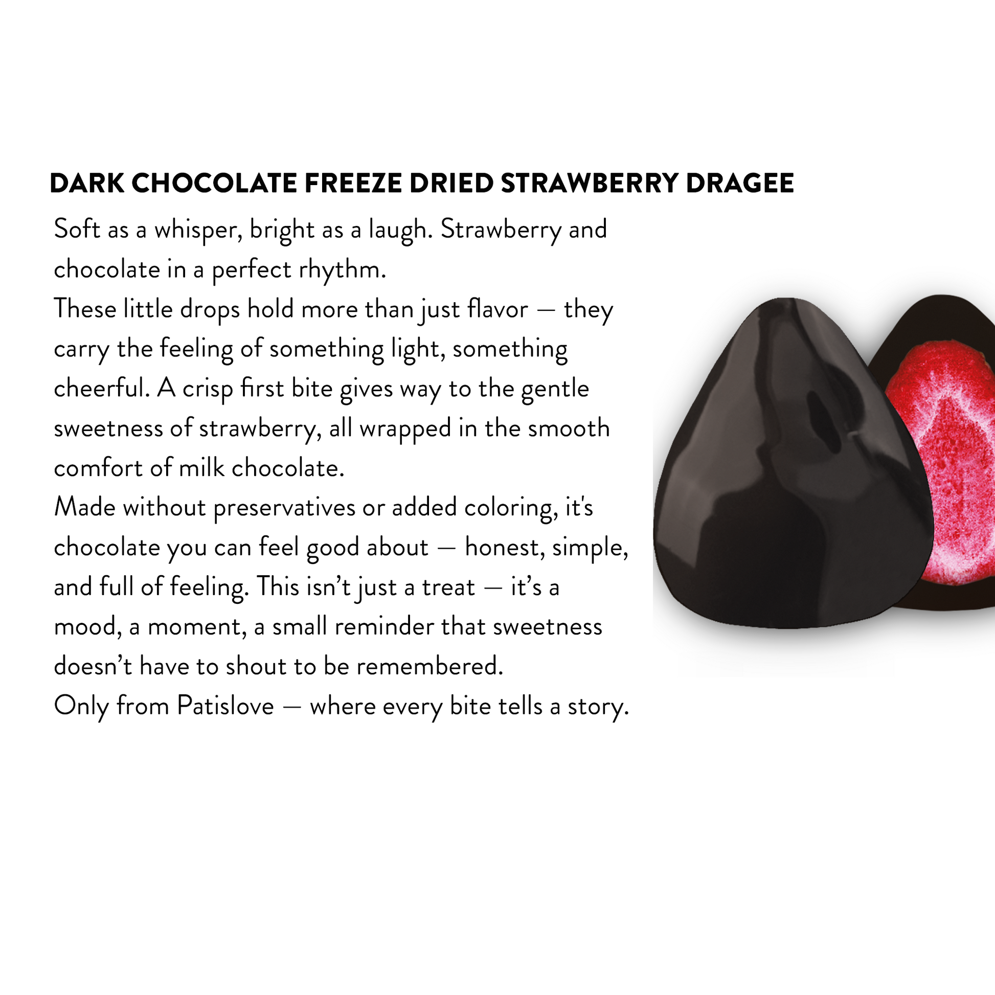 Dubai Chocolate Erdbeer-Dragee Zutaten – natürliche Erdbeere, feine dunkle Schokolade, 80g