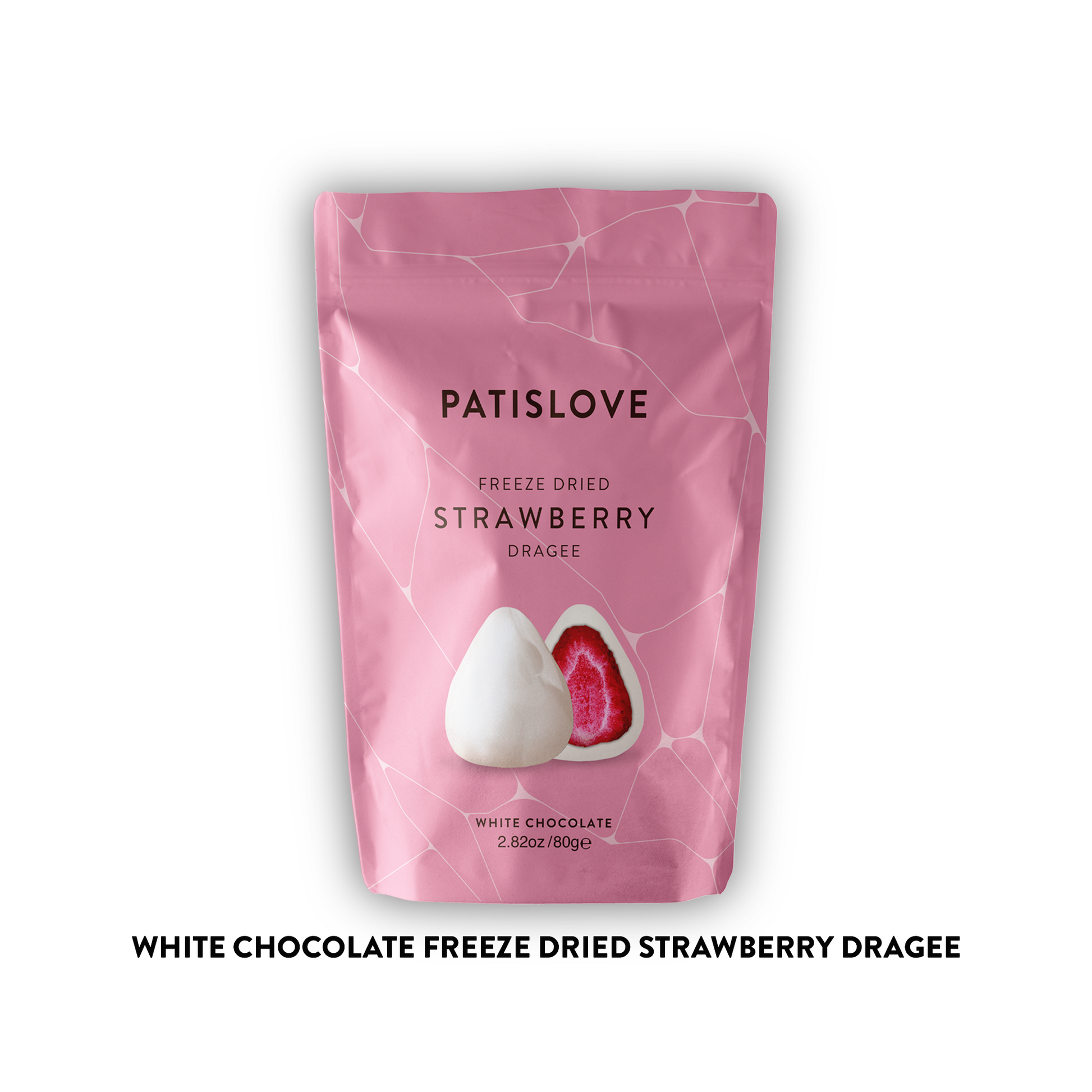 Knusprige Erdbeer-Dragees weisse Schokolade gefriergetrocknet – Dubai Chocolate Snack, 80g Packung
