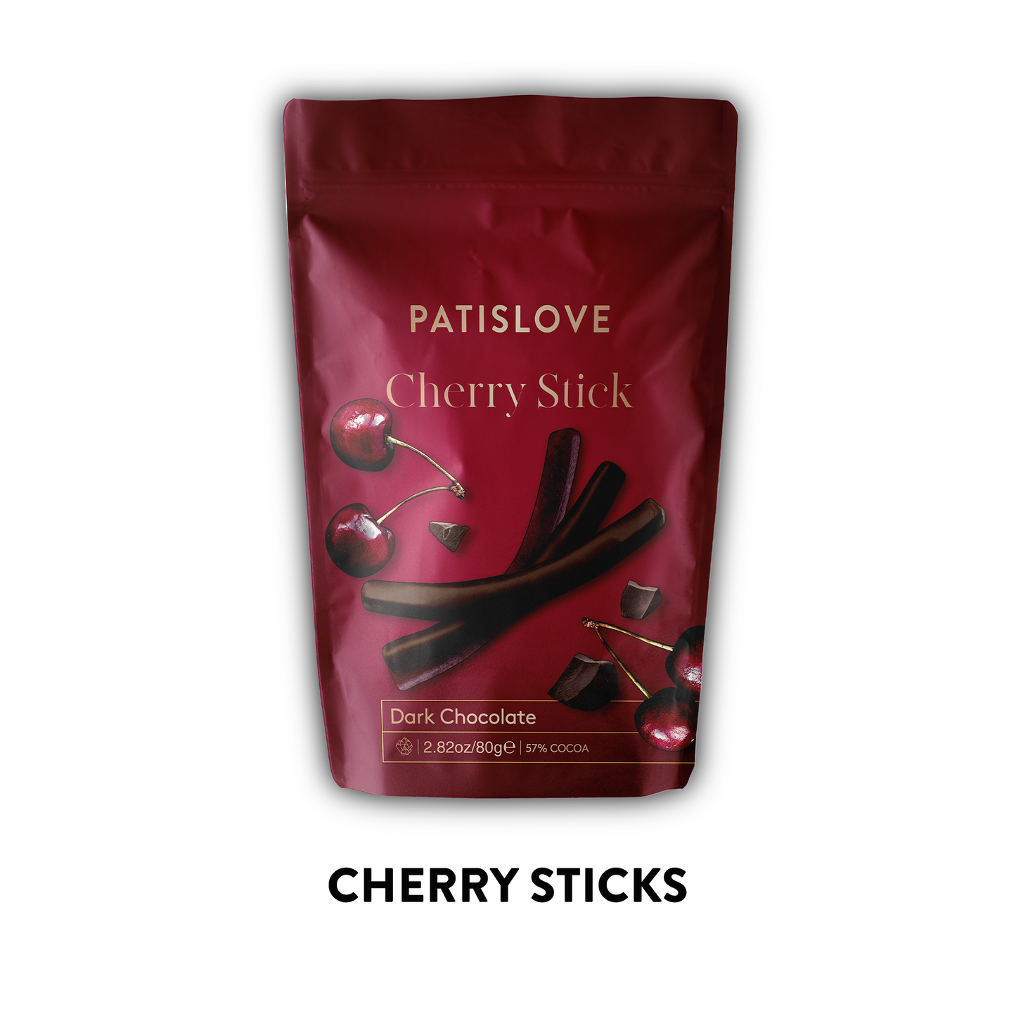 Dubai Chocolate Cherry Stick Detailansicht – dunkle Schokolade mit Kirsche, 80g Riegel aus nächster Nähe