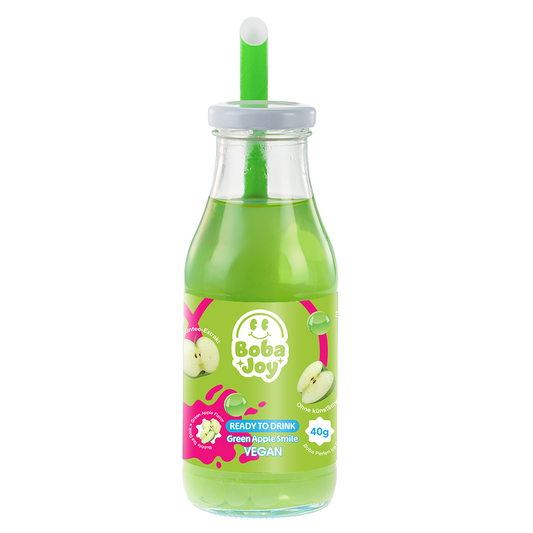 BOBAJOY Bubble Tea Green Apple – erfrischender Ready to Drink mit Tapioka-Perlen, grüne Flasche