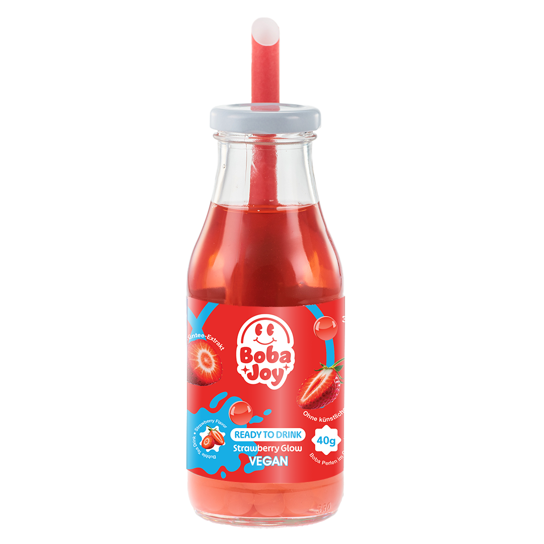 BOBAJOY Strawberry Glow Bubble Tea Drink – trinkfertig, fruchtig-rosa, direkt geniessen