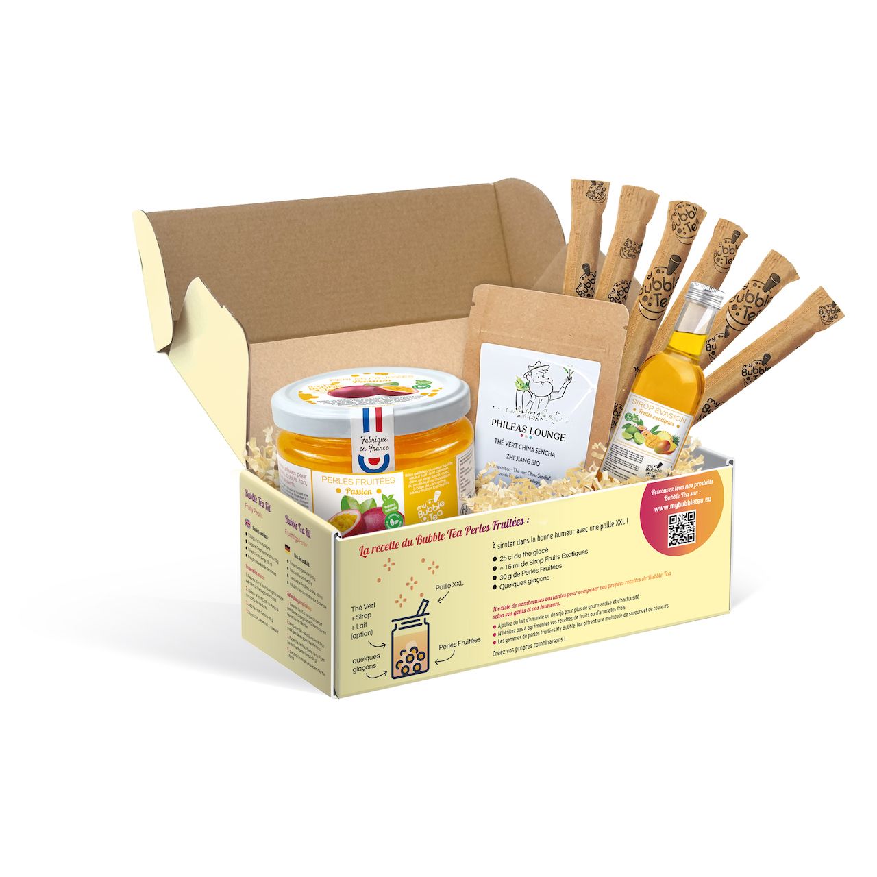 Bubble Tea Set Mango für zu Hause – komplettes Kit für 6 Portionen mit Tapioka-Perlen