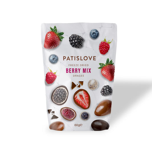 Berry Mix Dubai Chocolate Dragées 60g – gefriergetrocknete Beeren mit knusprigem Schokoüberzug
