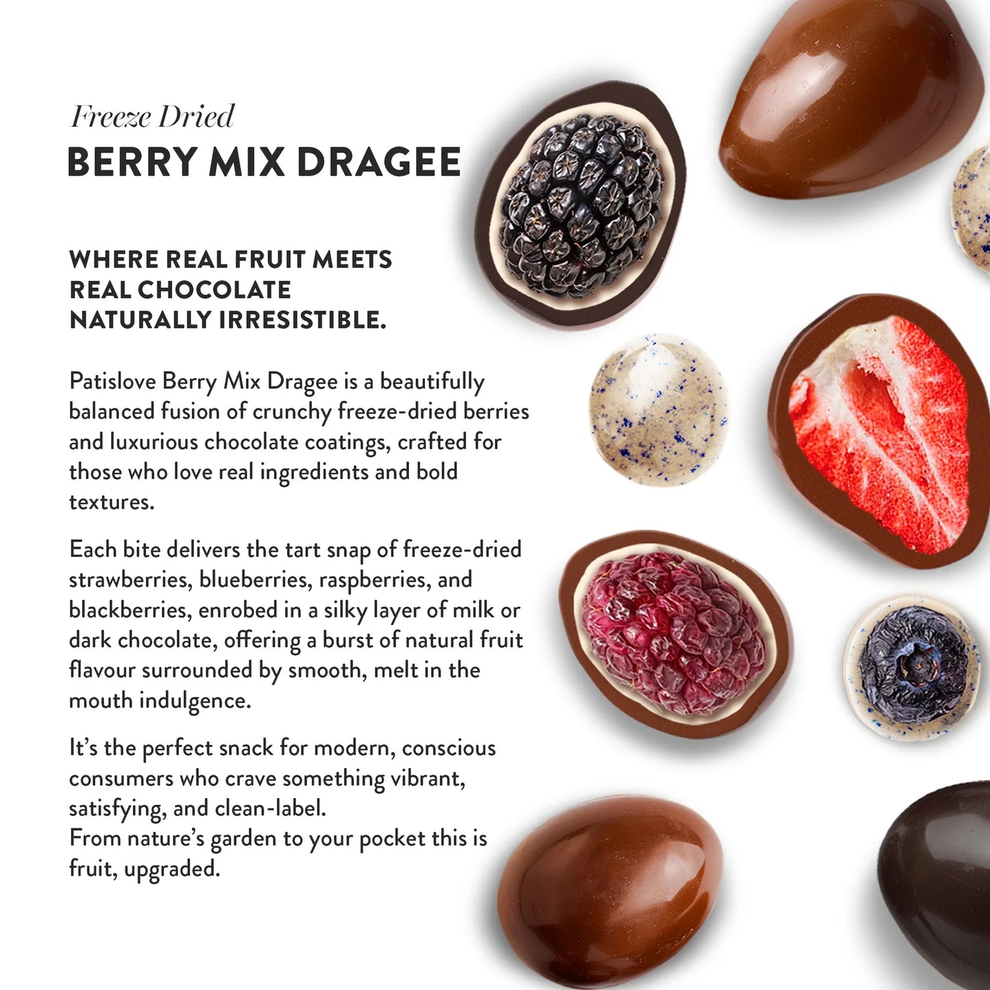 Dubai Chocolate Berry Mix 60g – knusprige Dragées als Geschenk oder Snack für Schokoladenliebhaber
