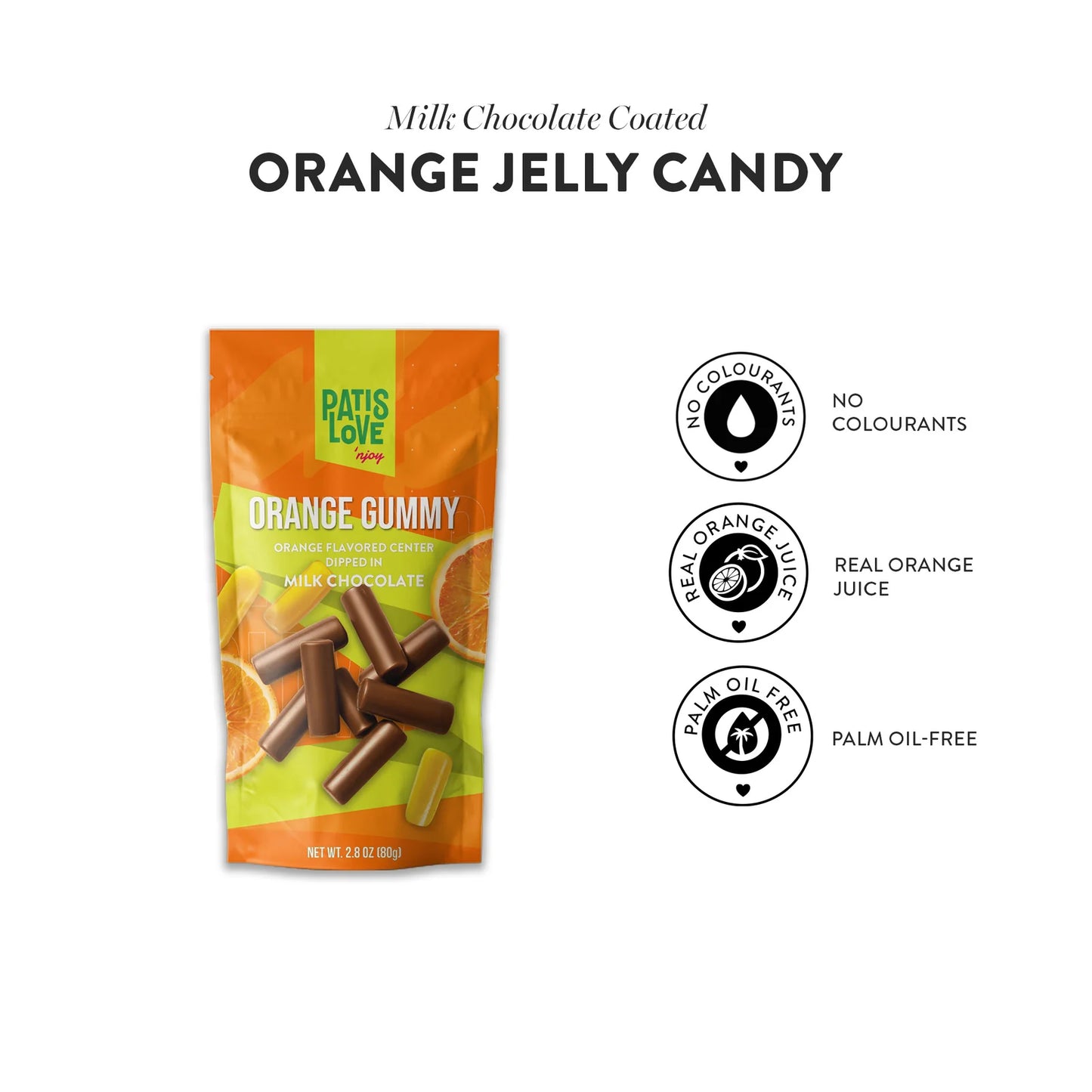 Patislove Orange Gummy Milk – Dubai Chocolate inspirierter Fruchtgummi mit zarter Milchschokolade