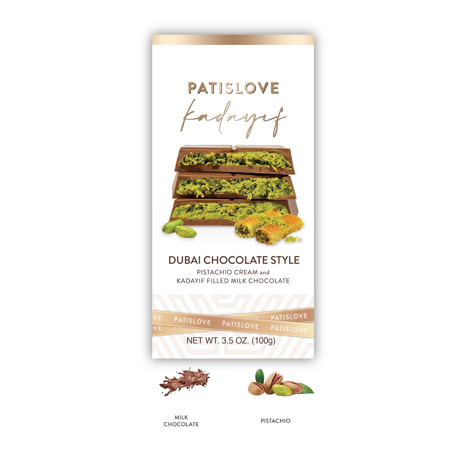 Zutaten Pistachio Kadayif Milchschokolade – Pistazien, Engelshaar und feine Milchschokolade