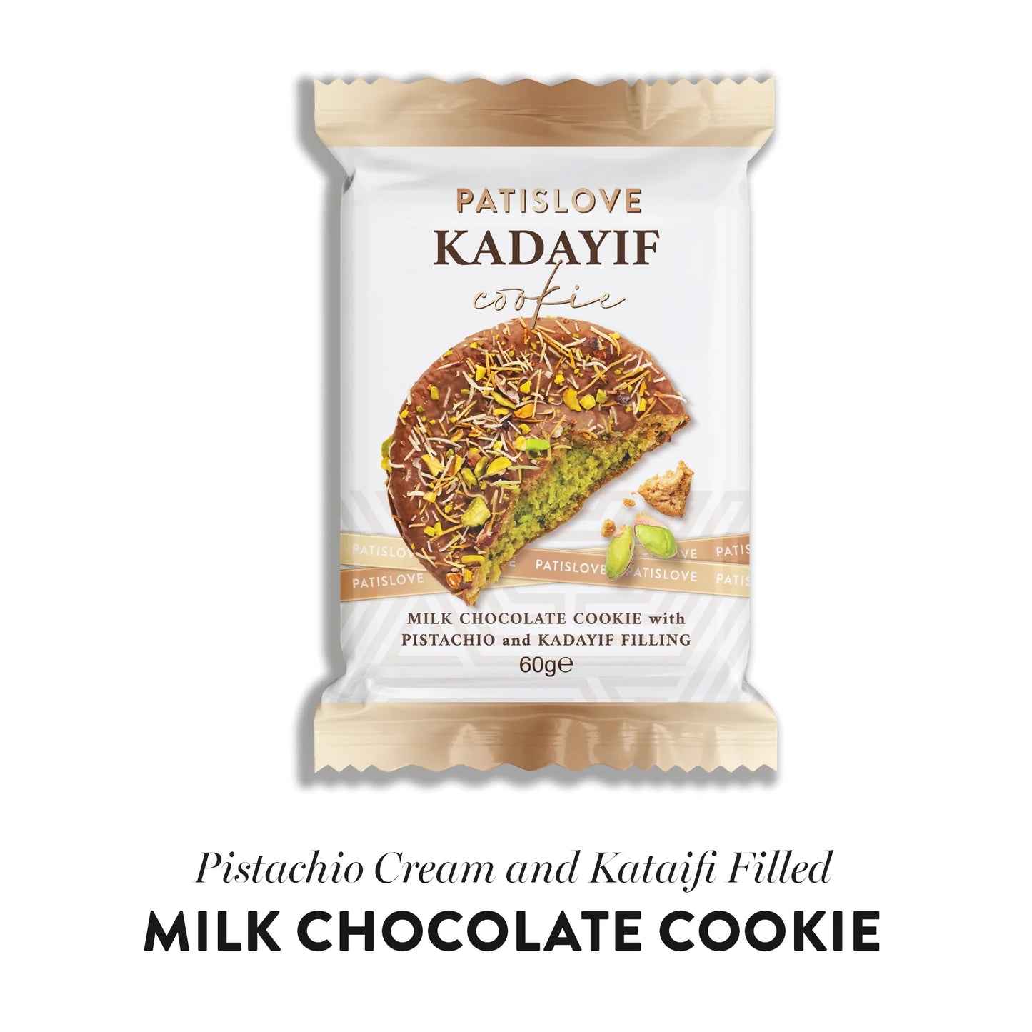 Dubai Chocolate Cookie ganzes Produkt – Milchschokolade mit exotischer Pistazien-Füllung