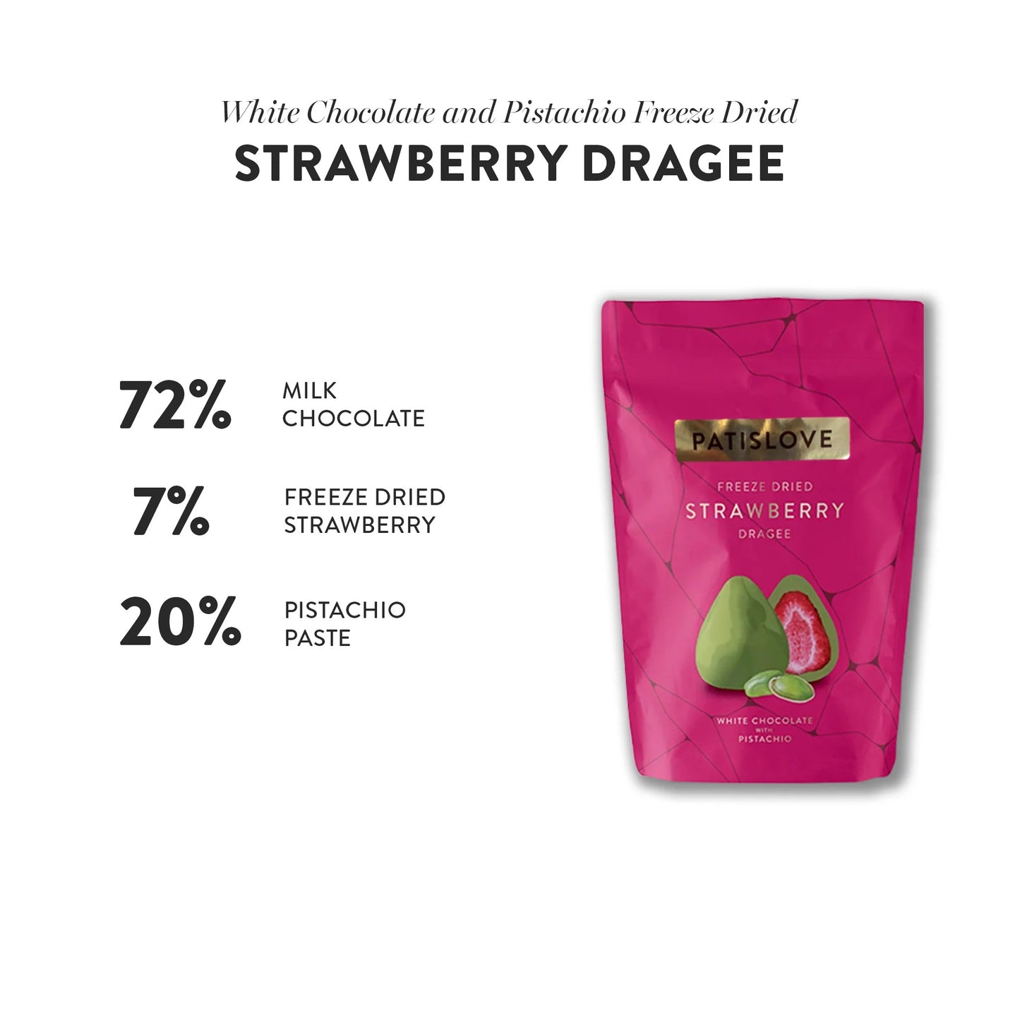 Pistazie Weisse Schokolade gefriergetrocknete Erdbeere – Dubai Chocolate Style, knusprig & fruchtig